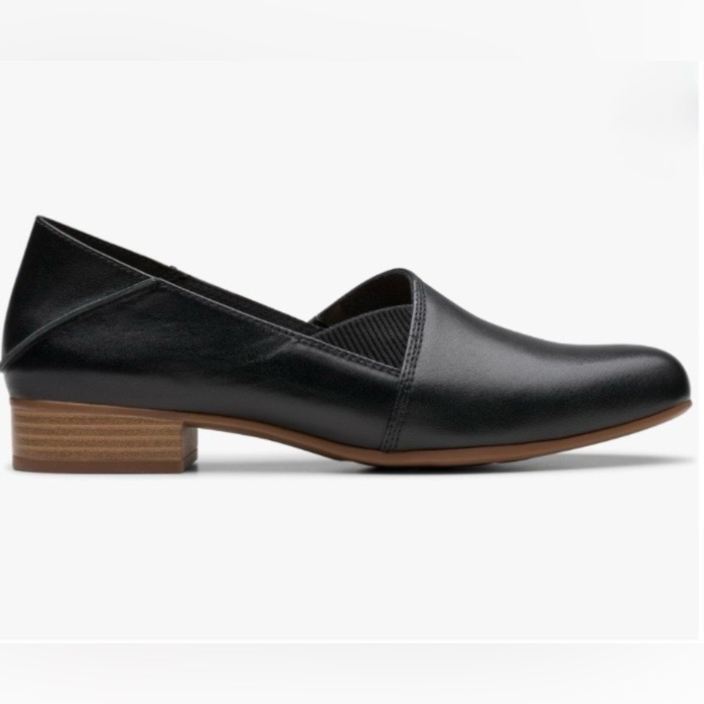 Clark’s Black Leather Low Block Heel Loafers Size 10 - Picture 5 of 16